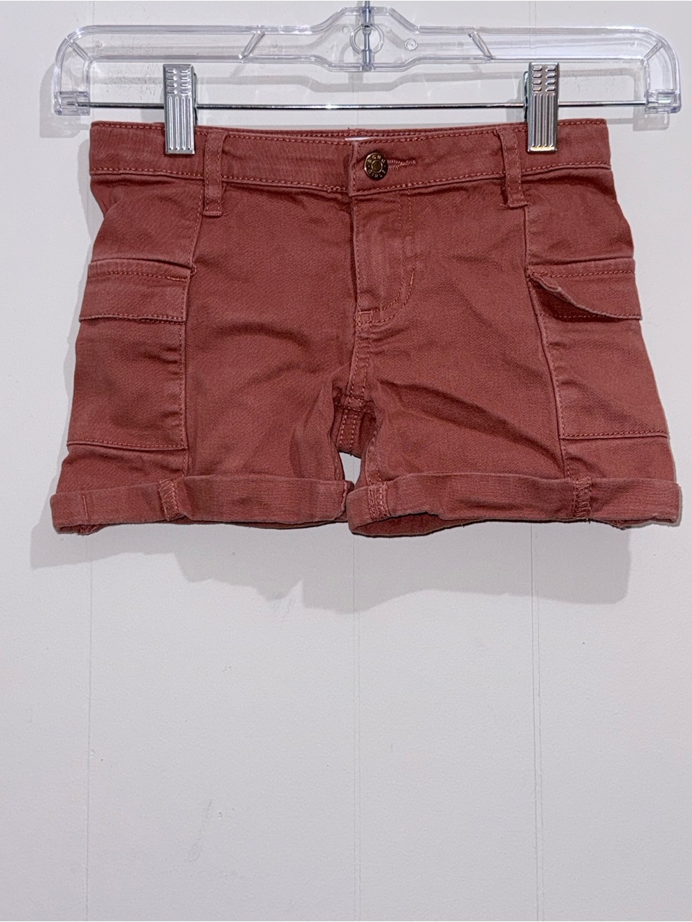 BCBG Girls Terracotta Mauve Twill Cargo Utility Shorts Size 6